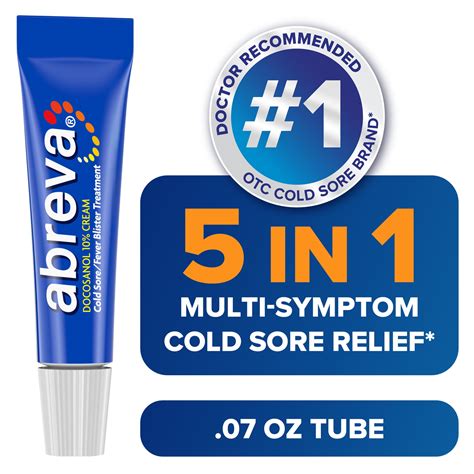 Abreva Cold Sore Treatment, FDA-Approved Lip Ointment Medication ...