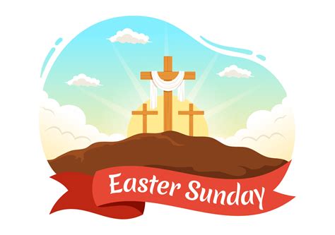 Happy Easter Sunday Day Illustration with Jesus, He is Risen and ...