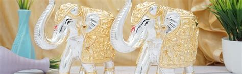 Buy Idolkart Pure Gold & Silver Coated Elephant Showpiece - Elephant ...