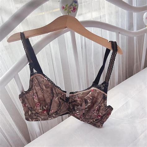Stunning black lace bras with floral patterns from... - Depop