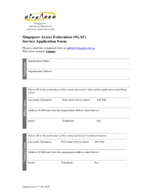 Fillable Online Singapore Access Federation (SGAF) Service Application ...