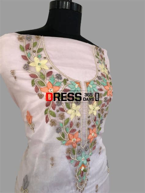 Powder Pink Multicolour Chikankari Neckline Suit – Dress365days