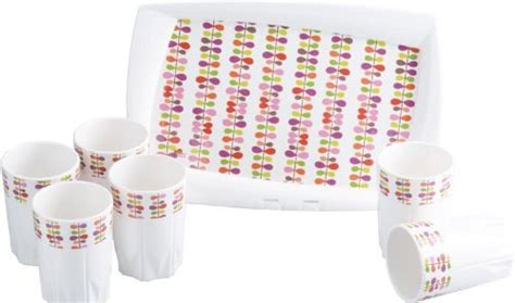 Buy Servewell Glass, Melamine Festoon Duke Glass with Lisa Tray Set, 7 ...