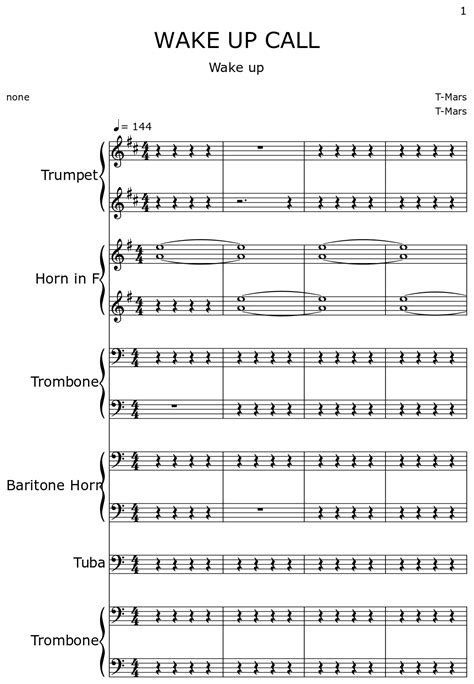 WAKE UP CALL - Sheet music for Trumpet, Horn in D, Trombone, Baritone ...