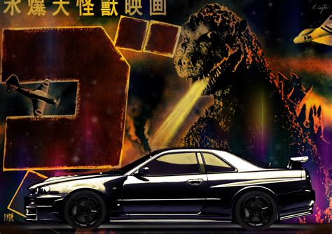 GT-R R34 Godzilla Original Art Work By Nadav Laytin : r/gtr