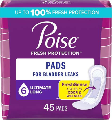 Poise Incontinence Pads & Postpartum Incontinence Pads, 6 Drop Ultimate ...