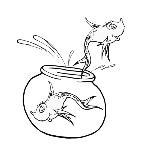 Dr Seuss Coloring Pages One Fish Two Fish