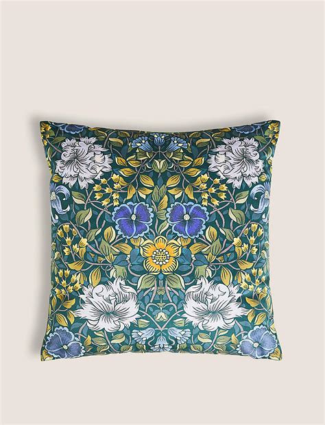 Buy Velvet Mirror Floral Print Cushion at Marks & Spencer