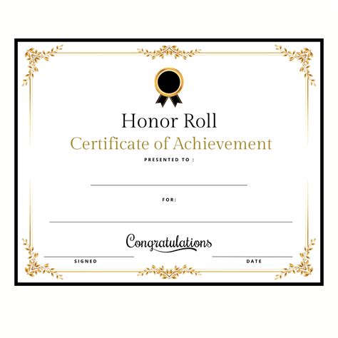 Honor Roll Certificate