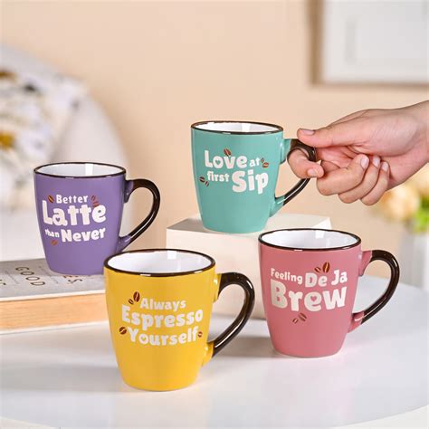 Puntastic Quotes Ceramic Coffee Mug Set Of 4 210ml Online - Premium ...