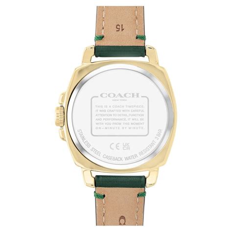 Buy Online Coach Quartz Analog Golden Dial Leather Strap Watch for ...