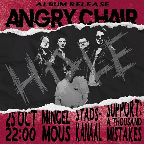Angry Chair album release + A Thousand Mistakes, Cafebar t'Mingelmous ...