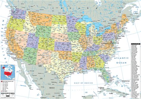 US Political Map | Political Map of USA Printable in PDF