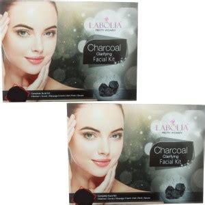 LABOLIA 2 PRETTY WOMEN CHARCOAL CLARIFYING FACIAL KIT (63 GM + 10 ML ...