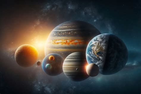 Planety Układu Słonecznego | Obraz wygenerowany przez AI