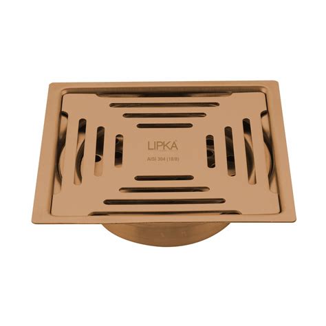 Green Exclusive Square Flat Cut Floor Drain in Antique Copper PVD Coat ...