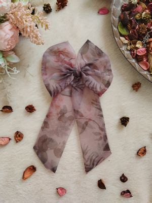 Buy Label Kanupriya Steel Grey Organza Long Bow Online