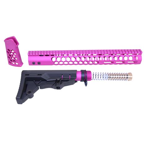 AR-15 "Honeycomb" Series Complete Furniture Set (Gen 2) (Anodized Pink ...