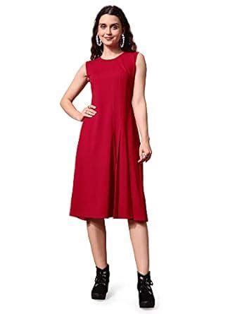 Buy PURVAJA Women's Polyester Blend Fit and Flare Knee-Length Cocktail ...