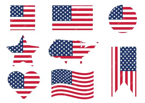 Premium Vector | Various american flags set isolated on white ...