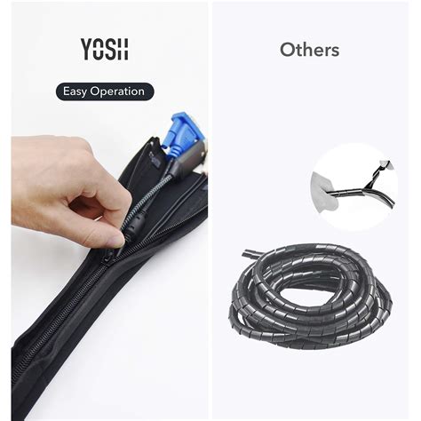 YOSH Cable Tidy Wire Sleeves with Zippers, Cable Management Sleeves ...