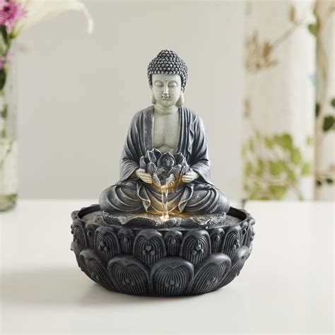 Buy Alpine Polyresin Buddha and Lotus Fountain - 25x19 cm from Home ...