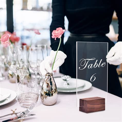 Panghuhu88 12 Packs Acrylic Wedding Table Numbers Signs & Walnut Wood ...