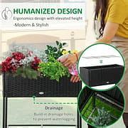 Buy Outsunny Elevated Metal Raised Garden Bed with Rattan Wicker Look ...