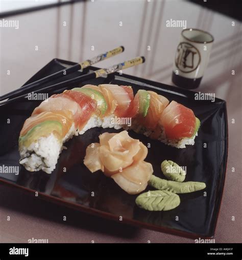 sushi rainbow roll Stock Photo - Alamy