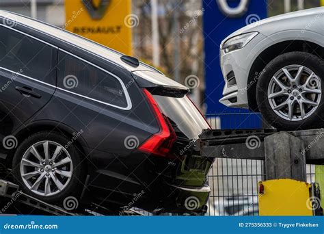 New Volvo Cars Stacked Neatly Onto a Car Transport.. Editorial Stock Photo - Image of modern ...