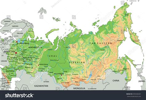 Russia Physical Map Rivers