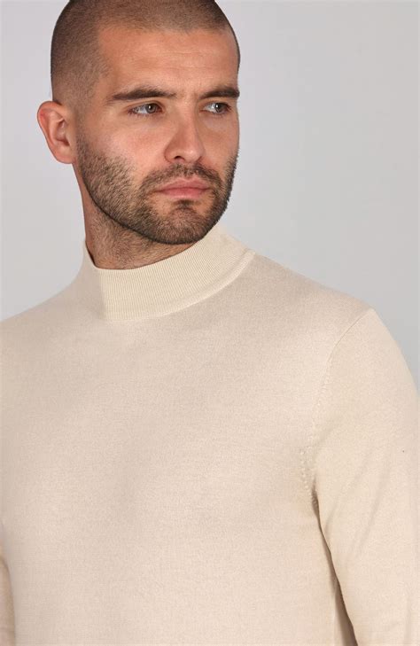 Men’s Mock Turtleneck Jumper Made Of 100% Cotton Knit: Crafted in a ...