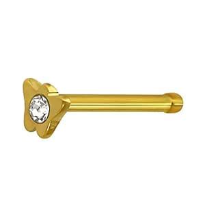 Buy Via Mazzini Gold Plated Crystal Butterfly Nose Pin Stud for Women ...