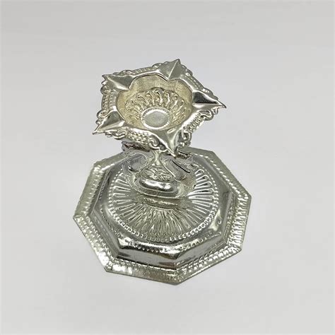 Buy Bhakti Minds German Silver Star Shape Diya on top Mounted on Two ...