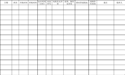 水泵运转情况记录表(模板) - 文档之家