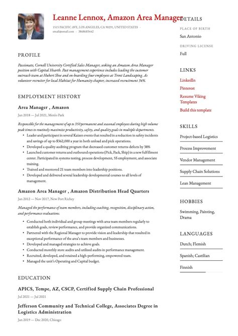 22 Amazon Area Manager Resumes Examples | PDF | 2025
