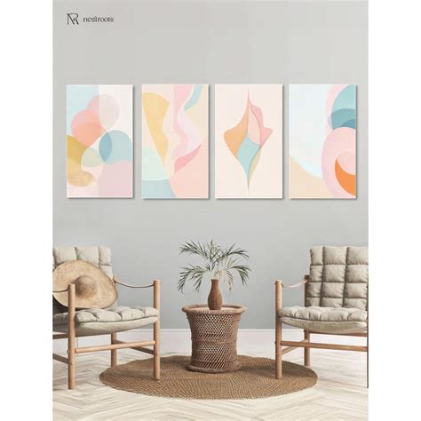 Buy Nestroots Elegant Abstract Pastel Wall Paintings Canvas White ...