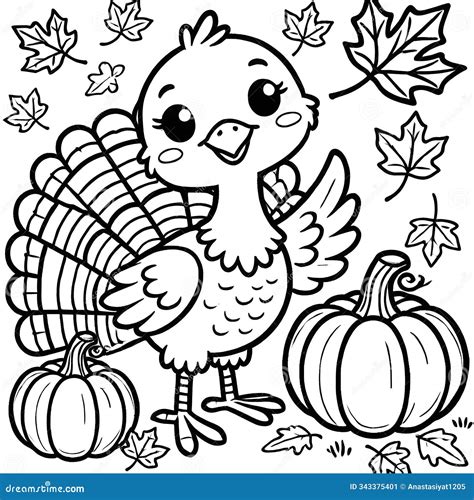 Cute Thanksgiving Turkey Coloring Page