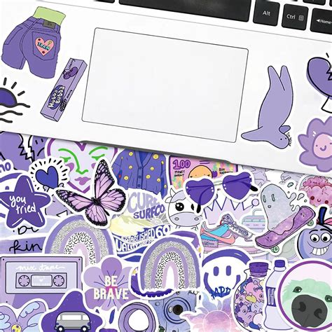Buy 100Pcs Kawaii Purple Stickers for Water Bottles, Cute Vsco ...