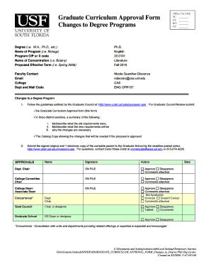 Fillable Online grad usf GRADUATE CURRICULUM APPROVAL FORM Changes to ...