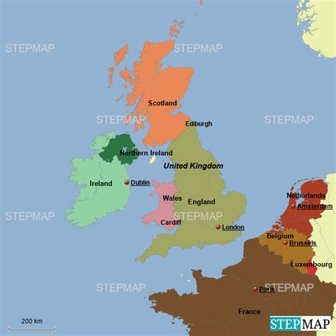 StepMap - Europe: British Isles - Landkarte für Europe