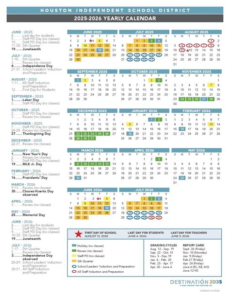 Houston Independent School District Calendar 2025-2026 PDF - School ...