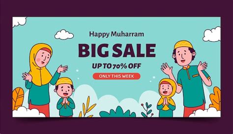 Horizontale Verkaufsbanner-Vorlage für die islamische Neujahrsfeier ...