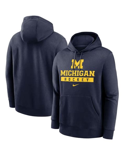 Nike Michigan Wolverines Hockey Stack Fleece Pullover Hoodie in Blue ...