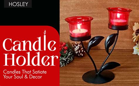 Buy HOSLEY Metal Red Glass Tealight Candle Holder|Tealight Candle ...