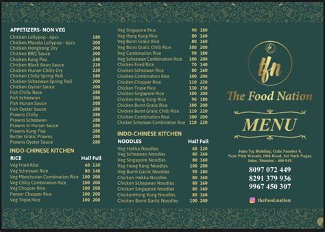 Menu at The food nation, Mumbai