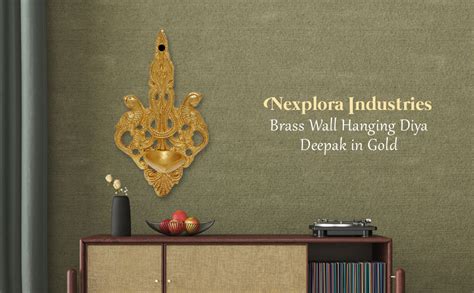 Buy Nexplora Industries Pvt. Ltd. Brass Wall Hanging Diya Deepak, Gold ...