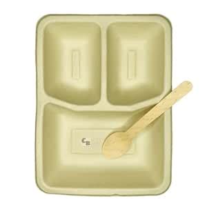 Buy CreativeBuzz Organic Palm Leaf 3 Compartment Biodegradable ...