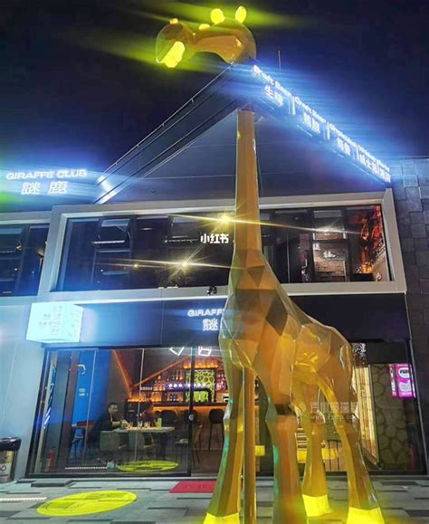 发光玻璃钢切面穿墙长颈鹿雕塑提升河源商业街景观 - 方圳玻璃钢
