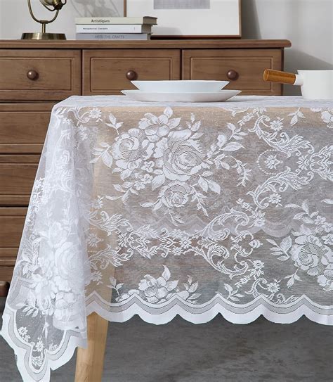Amazon.com: Warm Home Designs 60 x 120 Lace Tablecloth. White Rectangle ...